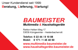 Unser Kundendienst seit 1999: Beratung, Lieferung, Wartung. Multimedia und Haushaltsgeräte Baumeister in Königswinter. 
